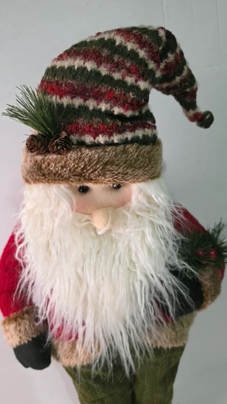 Plush Country Rustic Standing Santa Claus Figurine - Holiday Decor 24" - Picture 3 of 6